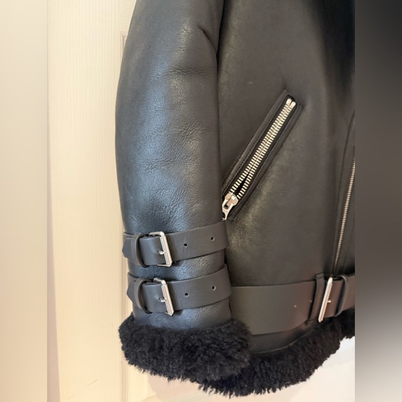 NEW! Acne Studio Black Velocite Lamb Shearling Leather Jacket Size 36 - Picture 6 of 16